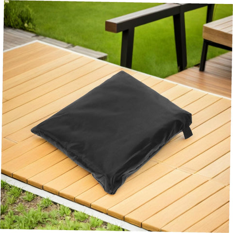 Built Tough Heavy Duty Patio Umbrella Cover with Zipper on wood deck highlighting weatherproof polyester fabric.