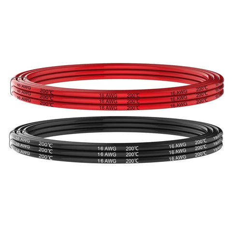16 Gauge Silicone Hook Up Wire Set, 20 Feet Total Black And Red, Ultra Flexible 252-Strand Tin Copper Cable, High Temperature Resistance From -60C To 200C, Low Impedance Soft Wire For DIY Electronics; red and black coil