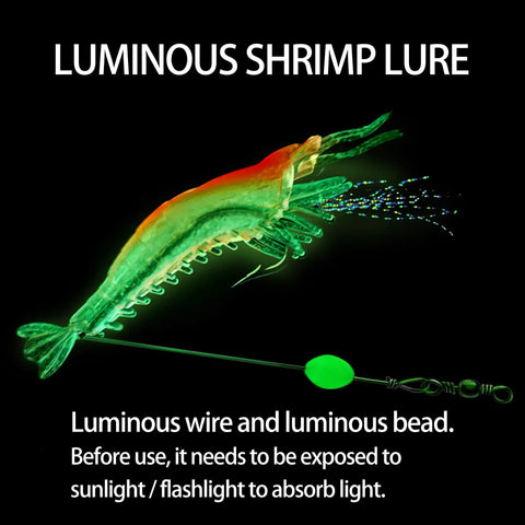 14 Piece Glow In The Dark Shrimp Lures Set With Bait Box 7 Color Premium Soft Shrimp Tackle For Saltwater And Freshwater