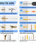 Instruction guide for Heavy Duty Drywall Anchors And Screws Kit 300 Piece Assortment In 7 Sizes installation process.