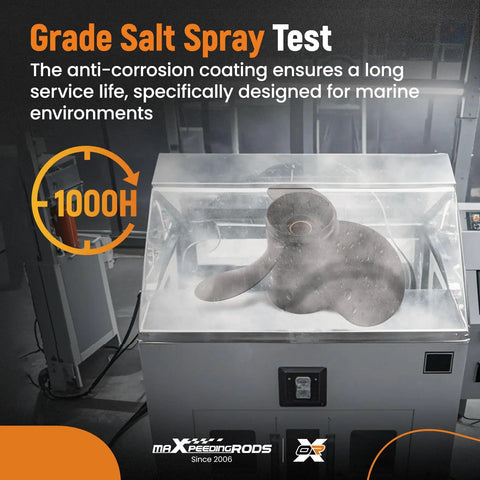 Beefy 14 X 19 Aluminum Boat Propeller With Hub Kit undergoing grade salt spray test for corrosion resistance