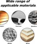 Wide range of materials for use with Heavy Duty Tungsten Carbide Die Grinder Burr Set, includes copper, cast iron, steel, plastic, wood.