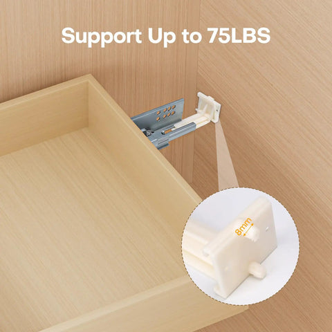 Heavy Duty Undermount Drawer Slide Rear Mounting Brackets Plastic Back Plate Replacement For Face Frame Kitchen Cabinets showing support up to 75lbs.