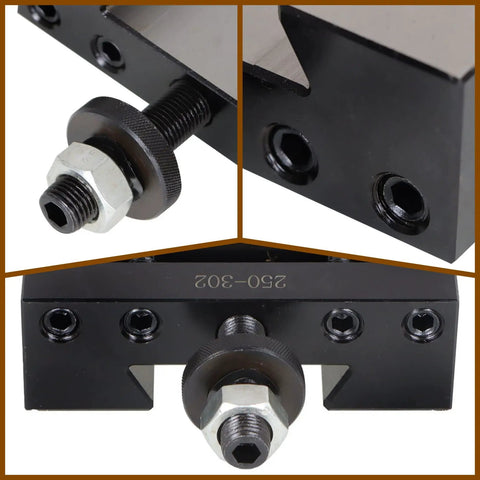 Close-up of Quick Change Turning Tool Holder CXA 250-302 for lathe turning and end face, sealed post