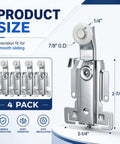 4 Piece Panel Wardrobe Door Rollers 7/8 Inch Replacement Hardware For Older Style Sliding Closet Doors Glides Like A Champ close-up of heavy duty swivel wheel with dimensions.