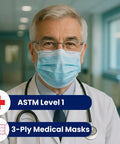 Straight Up Super Comfy Blue Disposable Face Masks Made In Usa Medical Grade 3 Ply Astm Level 1 Filtered Ear Loops 50 Pack on doctor.