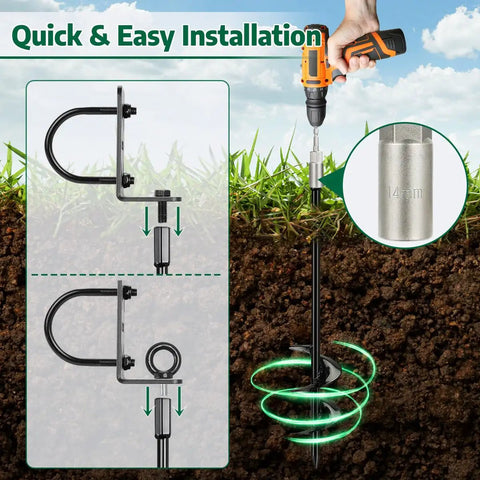 Four Pack 20 Inch Heavy Duty Ground Anchors Kit With Multi Purpose Brackets For Gazebos, Swing Sets, Fences, Carports, Sheds And Mobile Homes Earth Anchors For Secure Outdoor Installations