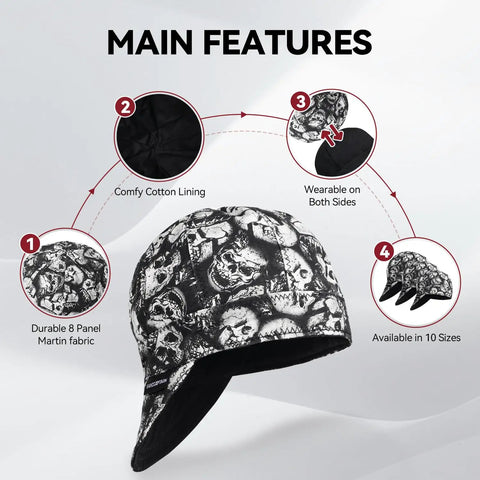 Reversible 8 Panel Welding Cap With 260 Gram Martin Cloth And 100 Percent Cotton Lining Fireproof 10 Oz Comfort Size 7 1/4