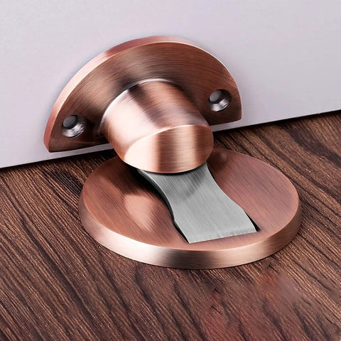 Stunning Red Bronze Hidden Magnetic Door Stop That Keeps Floors Clean And Slams At Bay For Homes, Hotels, And Offices With Nail-Free Installation, close-up angle.