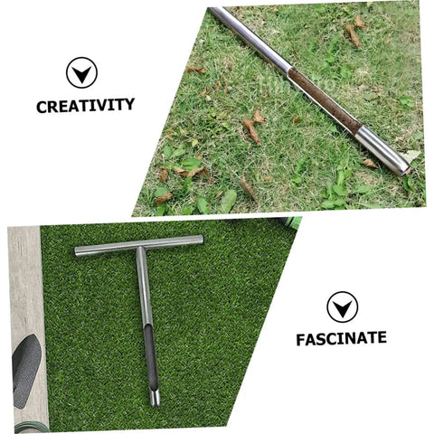 Top view of Heavy Duty Stainless Steel Soil Sample Probe Core Sampler With T Handle on grass
