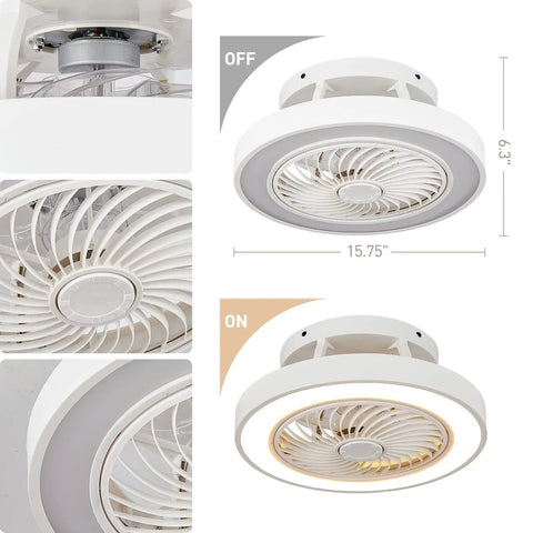 Dope Bladeless Ceiling Fan With Lights Remote Control LED Light Ceiling Fan With 6 Speed Settings 2 Hour Timer 3 Modes