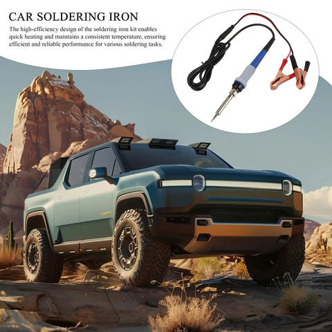 Heavy Duty Portable Soldering Iron Kit With Quick Heating Ceramic Core For Vehicle Welding Repair And Electric Car Fix-Ups includes soldering iron and clips.
