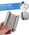 Heavy Duty Double Action Spring Hinge 2Pack Stainless Steel Cafe Saloon Door Hardware Rust Proof Silver Finish Self Closing detailed view.