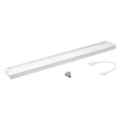 24 Inch Dimmable LED Under Cabinet Light With 3 Color Temps 3000K 4000K 5000K, 3 Level Dimming, Linkable And Direct Wire, White Finish, Crisp Brightness
