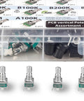 60 Pcs 9mm Onboard PCB Potentiometer Assortment Kit With 10 Values Including B1K B5K B10K B20K B50K B100K B200K B500K B1M And A100K