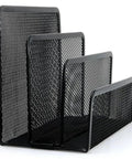 Boss Level Metal File Organizer and Letter Holder Desk Tray with black metal wire design and three slots