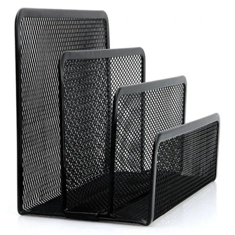 Boss Level Metal File Organizer and Letter Holder Desk Tray with black metal wire design and three slots