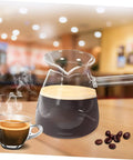 Thickened Glass Turkish Coffee Pot 16 Oz Borosilicate Teapot With Side Handle on wooden table, steaming coffee and beans