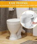 Close-up of Set Of 2 Ceramic Cat Style Toilet Bolt Caps White Seat Screw Covers Heavy Duty Bathroom Hardware No Sweat Install over toilet bolts.