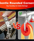 Comparison image showing No Hassle Cable Pulley Kit For Low Voltage Network Wiring with rounded corners to prevent cable damage.