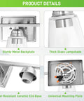 Close-up details of 3 Light Vanity Light With 5 Piece All In One Bathroom Set in brushed nickel with clear glass shade and mounting plate.