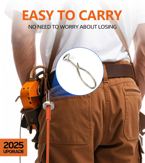 Hella Handy Magnetic Firewood Measuring Tool For Chainsaws With Dead Serious Magnet Base and bright orange safety pole, easy to carry.