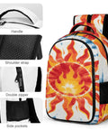 Blue Radial Tie Dye Sun Pattern Backpack Unisex Large Capacity Daypack Made From Durable Polyester with handle and side pockets