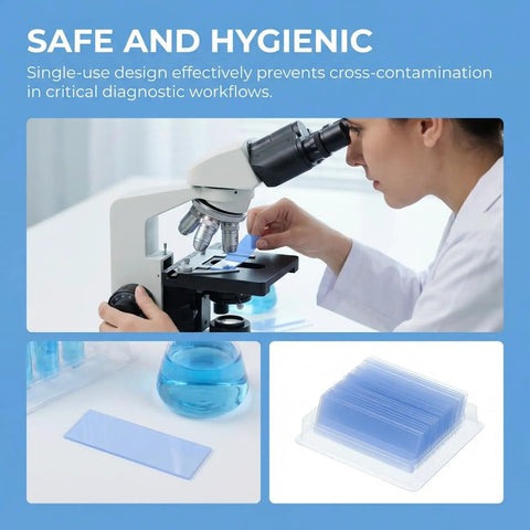 Clear Disposable Plastic Microscope Slides For Lab Samples And Classroom Science Wet Mount Practice 75 X 25 Mm hands-on use at microscope