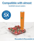 Handheld vacuum sealer with 40 Piece Reusable Vacuum Sealer Bags With Air Valve For Food Storage And Sous Vide 20 Large And 20 Small Bags Keeps Food Fresher Five Times Longer Killer For Meal Prep Freezer Organization And Everyday Kitchen Use