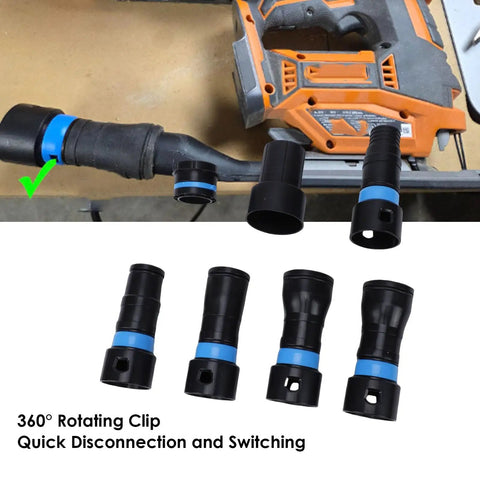 7 Pc Vacuum Hose Expansion Adapters With Quick Connectors For Home Workshop Dust Collection System Power Tool Sander And Handheld Equip, featuring rotating clips.