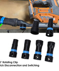 Premium 7 Piece Vacuum Hose System With Quick Connect Fittings, showing adapter set and 360° rotating clips for easy use.