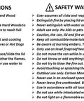 Instructions and safety warnings for Pocket Sized Bonfire In A Can Portable Campfire For Camping Picnics And Emergencies Reusable With Up To Two Hours Burn Time A Small 2 Pack Perfect For Smores Bushcraft Survival Gear.