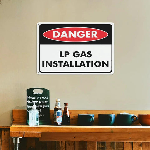 Danger LP Gas Installation Aluminum Warning Sign 8x12 Inch Built Tough UV Printed Weatherproof Plaque For Commercial Premises Industrial Workshops Factory Fuel Supply Zones High Visibility Hazard Notice, wall mounted