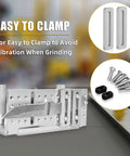 Heavy Duty Pro Grade Belt Grinder Knife Jig with screws and slots, showing dual press plates for secure clamping on belt sander.