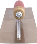 Permashape Finishing Trowel 13 X 5 Inch Golden Stainless Steel Blade With DuraSoft Handle for concrete EIFS drywall projects front view