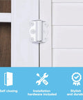 Spring Loaded Self Closing Door Hinges 2 Pack White Adjustable Closing Force For Storm And Screen Doors Fits Various Door Sizes 180 Degree Opening Easy Install shown on door
