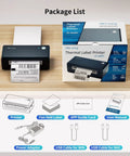 Slick Wireless Bluetooth Thermal Printer For Quick 4X6 Shipping Label Runs Eliminates Messy Ink Setup Right Out Of The Box with package list.