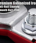 Close-up of Heavy Duty Car Battery Terminal Connectors with Galvanized Iron, Anti Corrosion Washers, ensuring reliable power flow.