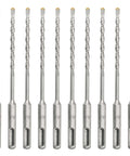 Ten 3/16 in x 6 in SDS-Plus carbide-tipped masonry drill bits set