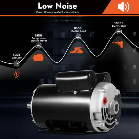 Heavy Duty 5HP Electric Air Compressor Motor With 2.36 Inch Shaft Length And 7/8 Inch Bore Featuring Single Phase 208-230V Power 3450RPM Speed Steel Casing For Industrial Pumping Applications