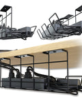 Under Desk Cable Management Tray Set Of Two In Black Heavy Duty Steel Cable Organizer installed under desk with wires