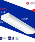 Image showing Two Foot LED Wraparound Ceiling Light Fixture That Really Pops Low Profile Flush Mount 4000K Cool White 120V 24 Inch Ultra Bright Daylight Vibe For Office Closet Garage And More with dimensions 24.5 x 5.5 x 2.6 inches.