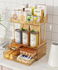 Four Tier Makeup Organizer With Four Drawers And Top Storage For Perfumes And Skincare Clear Tawny Cosmetic Organizer On Countertop