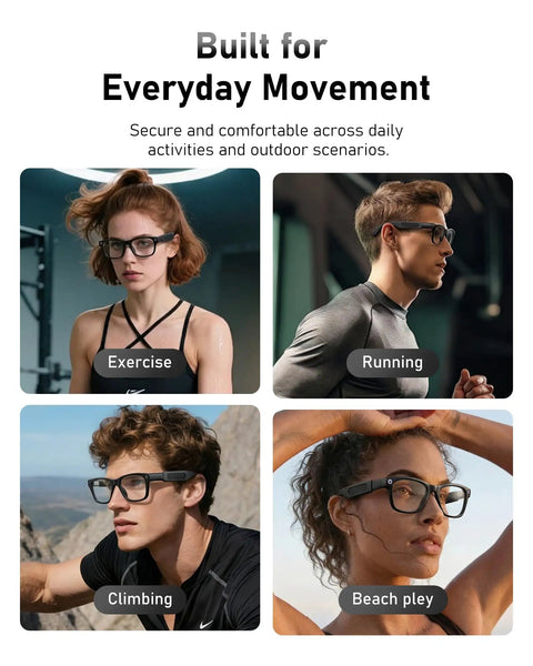 Individuals wearing Anti Slip Ear Grips For Meta Wayfarer Smart Glasses Silicone Temple Shields for a snug fit in various activities.