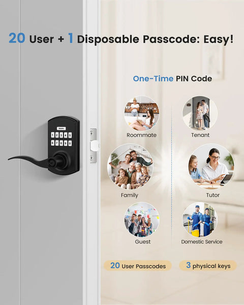 Heavy Duty Zinc Alloy Keypad Smart Door Lock With Backlit Keyless Digital Entry Handle Silent Mode Battery Alert Lock Up Tight Front Door Security No Sweat Setup