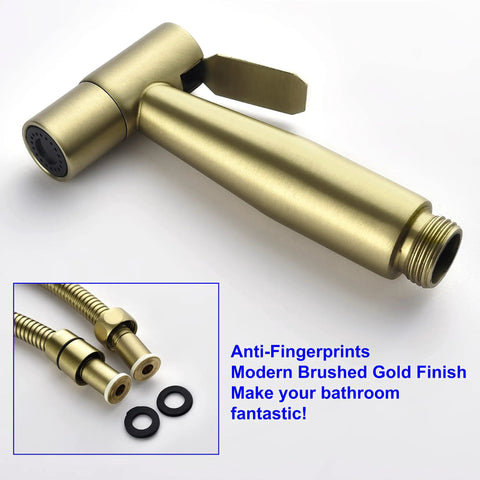 Handheld Bidet Sprayer For Toilet In SUS304 Stainless Steel Brushed Gold Kit with 47 Inch Hose brushed gold sprayer close-up