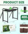 Dimensions of Heavy Duty Garden Kneeler And Seat With Dual Support Legs 400 Lb Capacity foldable stool and tool bag shown