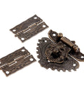 Antique Zinc Alloy Hasp Lock Set With Two Vintage Cabinet Hinges And Screws For Wood Boxes Jewelry Boxes Gift Boxes Suitcases Cabinets Retro Box Hardware Durable Old School Vibe