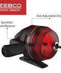Dock Demon Spincast Reel And Fishing Rod Combo 30 Inch Fiberglass Rod With EVA Handle QuickSet Anti Reverse Pre Spooled 6 Pound Line Red