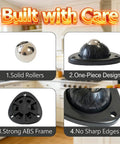 Black Stainless Steel Self Adhesive Caster Wheels 12 Pack No Drill Needed 45 Lbs Per Wheel 360 Degree Swivel Mini Rollers layout